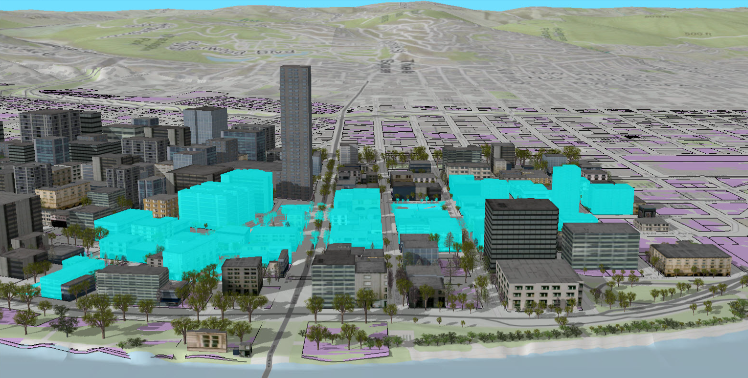 Image of a city being viewed in the ArcGIS software